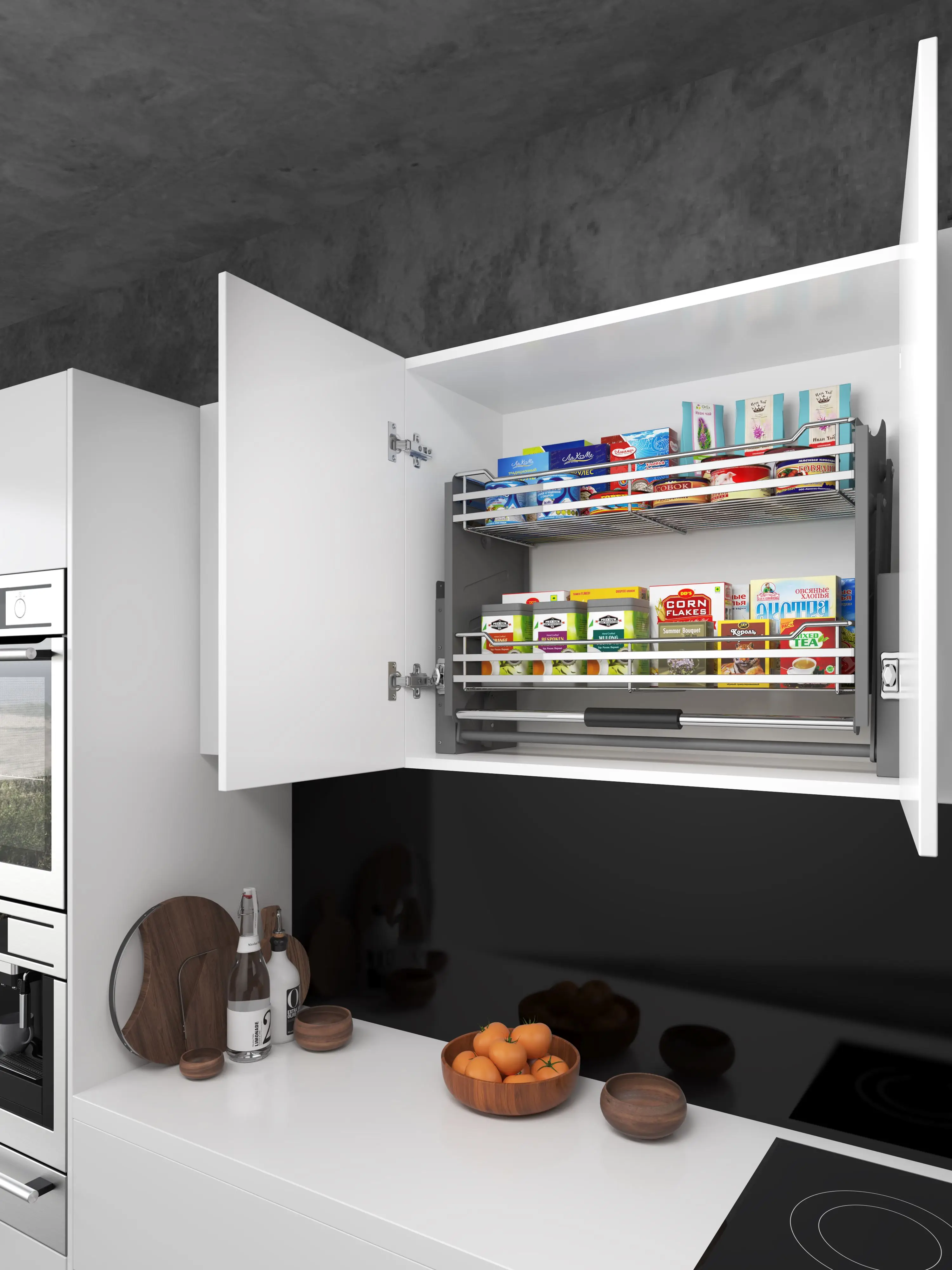 خزانة سلة مزدوجة قابلة للسحب للأسفل، خزانة مطبخ قابلة للسحب لأسفل رفع سلة المطبخ #2