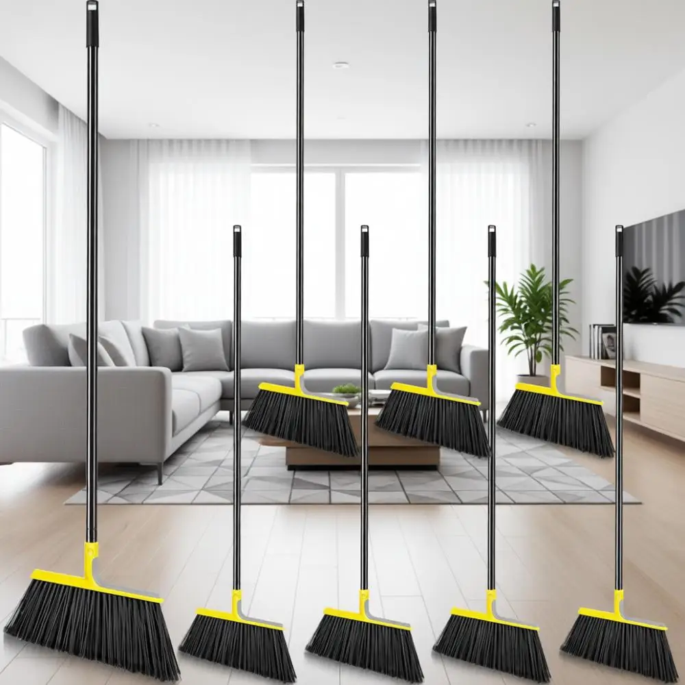 

Набор из 8 прочных метел с длинной ручкой 58 дюймов для улицы и помещений, коммерческого использования, для гаража, бетонных поверхностей, улицы или патио (желтый)