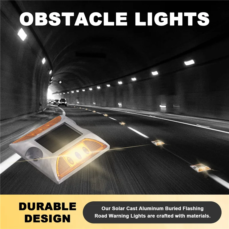 

A69P-Solar Cast Aluminum Buried Flashing Road Warning Lights Night Flashing Obstacle Lights For Highways And Lanes Lights
