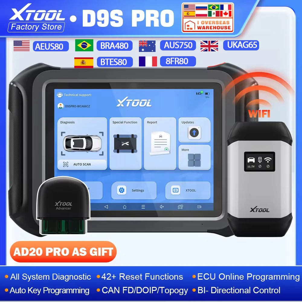 

XTOOL D9S Pro Upgraded of D9Pro Car Diagnostic Tools ECU Programming Coding Key Programmer Topology Map Active Test CAN FD DoIP