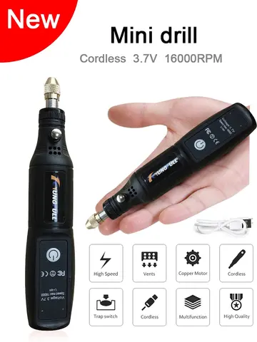 Mini Lithium Electric Drill 3.7V Cordless Rotary Tool for Engraving, Sanding, Polishing, Carving, Cutting, DIY Crafts