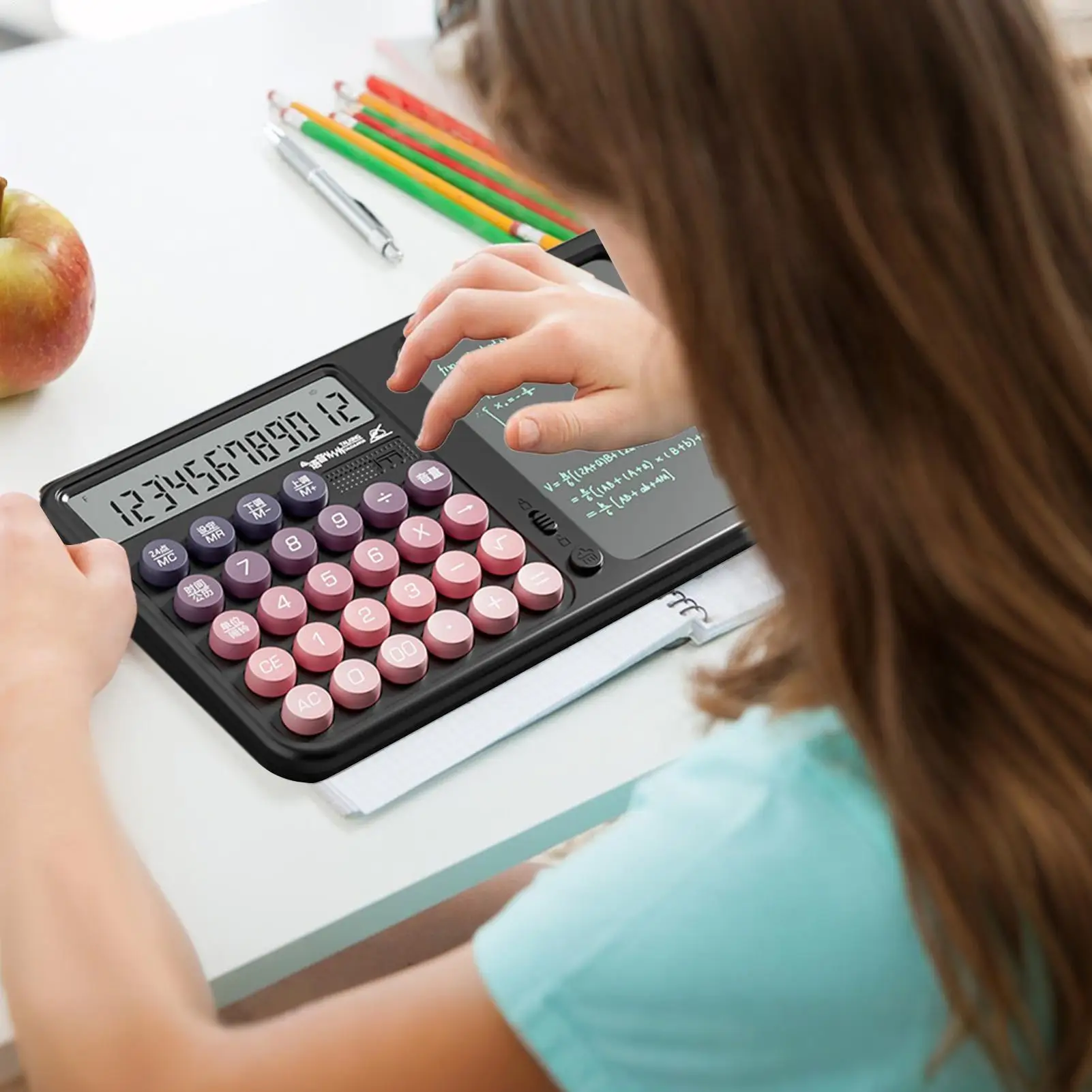 

Калькулятор с блокнотом для письма, инструмент для расчета экрана студентов с доской для рисования рукописного ввода, большой дисплей, защита глаз для