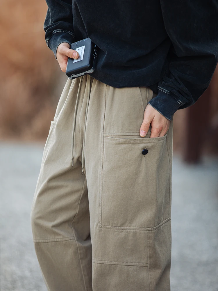

Повседневные мужские брюки цвета хаки, свободная прямая рабочая одежда, свободные брюки в американском стиле ретро, весна-лето, молодежные брюки для активного отдыха