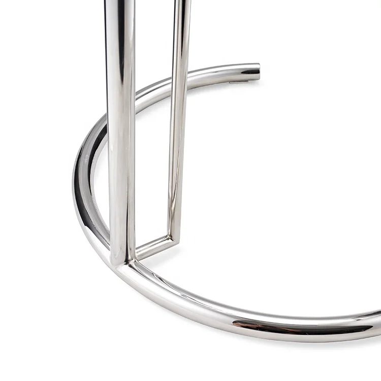 ارتفاع قابل للتعديل طاولة القهوة الزجاجية المصنوعة من الفولاذ المقاوم للصدأ ذات التصميم الكلاسيكي الحديث طاولة جانبية معدنية لغرفة المعيشة المنزلية #6