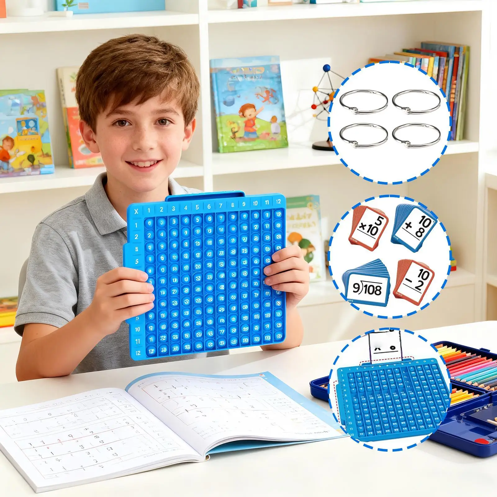 Basic Math Flash Cards Educational Games with Board Math Flash Cards Game for Kids Ages 1-6 Boys Girls Home Nursery Classroom