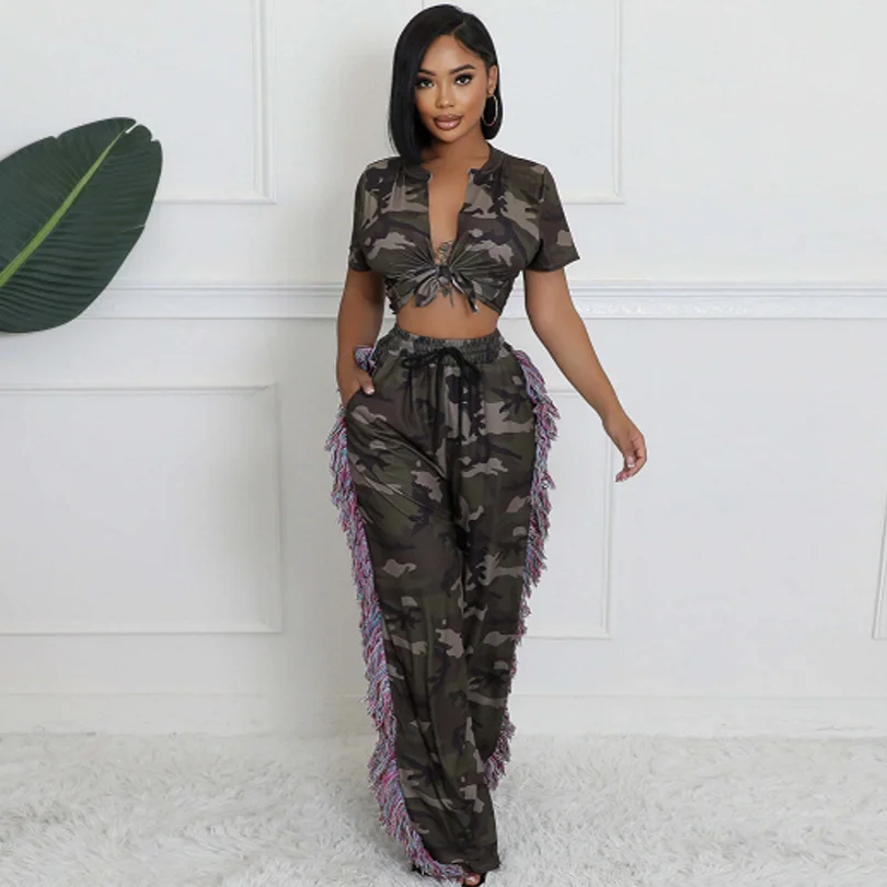 2 Piece Women Sets 2024 New Arrival Summer Autumn Matching Sets Camouflage Two Pieces Sets Top And Pants Suits Outfits Clothing