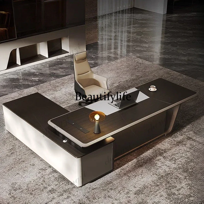 A68 High Quality Light LuxuryOffice Desk Boss L Shaped Work Manager Computer Desks Executive Shelf Escritorio Oficina Furniture