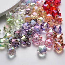 20Pcs Hole 3.8cm Clear Geometry Prismatic Acrylic Beads Pendant Fashion Earrings Necklace Shiny Accessories DIY Jewelry Findings