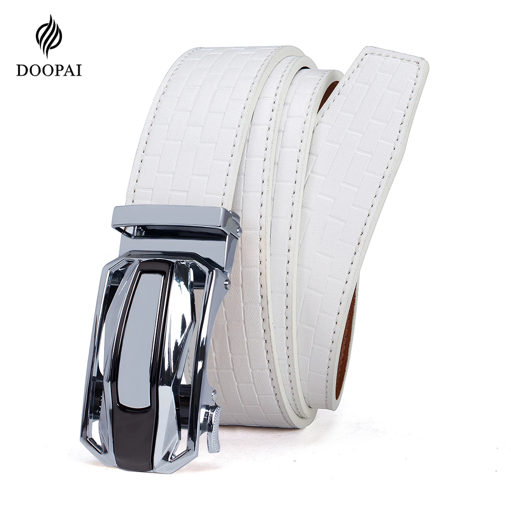 

DOOPAI Mens Belt Automatic Genuine Leather Luxury Belt of Men Male Metal Automatic Buckle Designer High Quality Waist Black