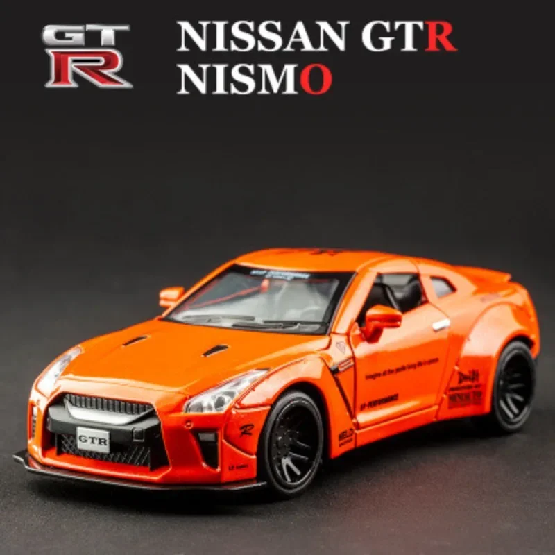 Simulation 1:32 Nissan GTR Sport Car Model Sound and Light Collective Voiture Miniature Pullback Metal Toys Vehicles Kids Boys