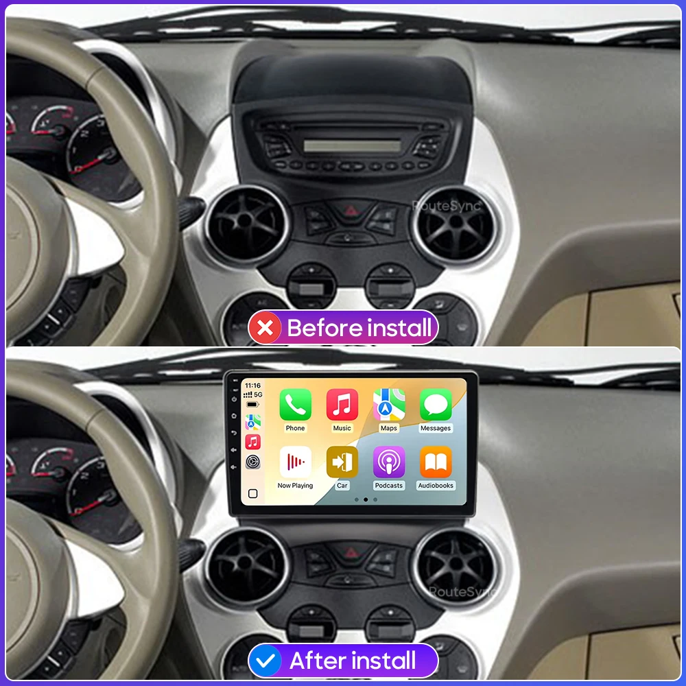Android 15 Auto Car Multimedia Radio Video Player for Ford Ka K2 2008 2009 2010 2011 - 2014 Audio Screen Navigation GPS 2DIN