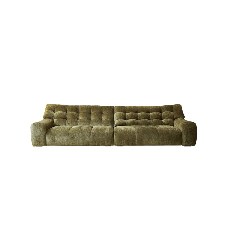 

French medieval style high-end chenille big black bear fabric sofa high backrest cloud living room retro green