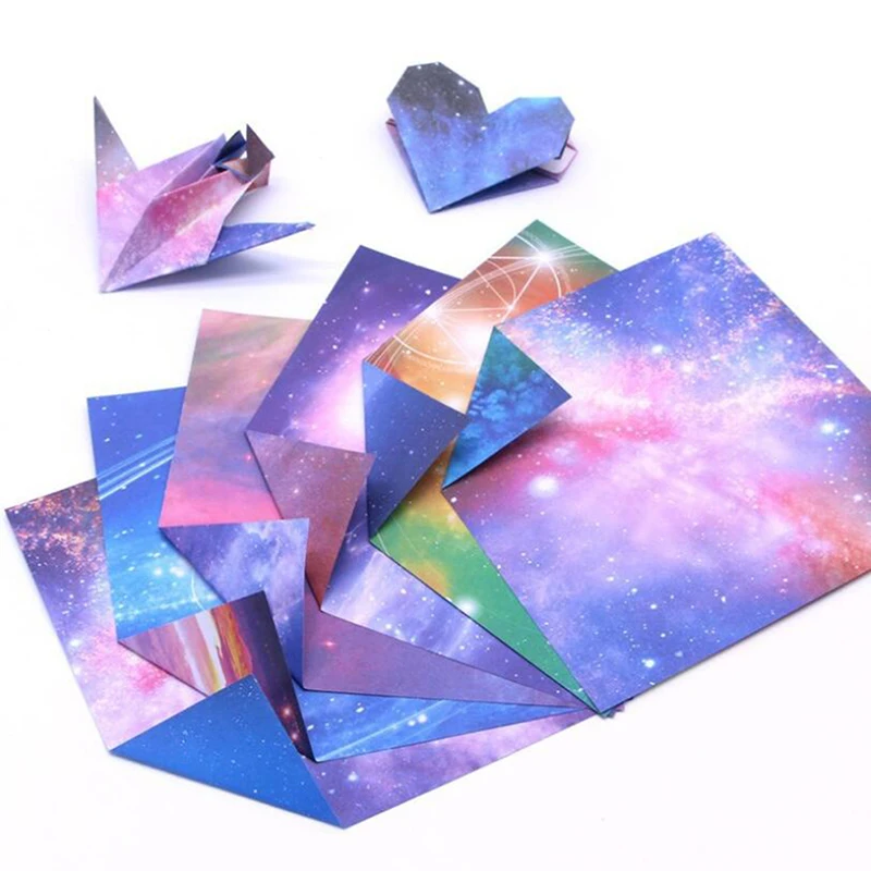 60/65 Adet Uzay Yıldız Çiçek Origami Kağıt Çift Taraflı Katlanır kendi başına yap kağıdı Zanaat