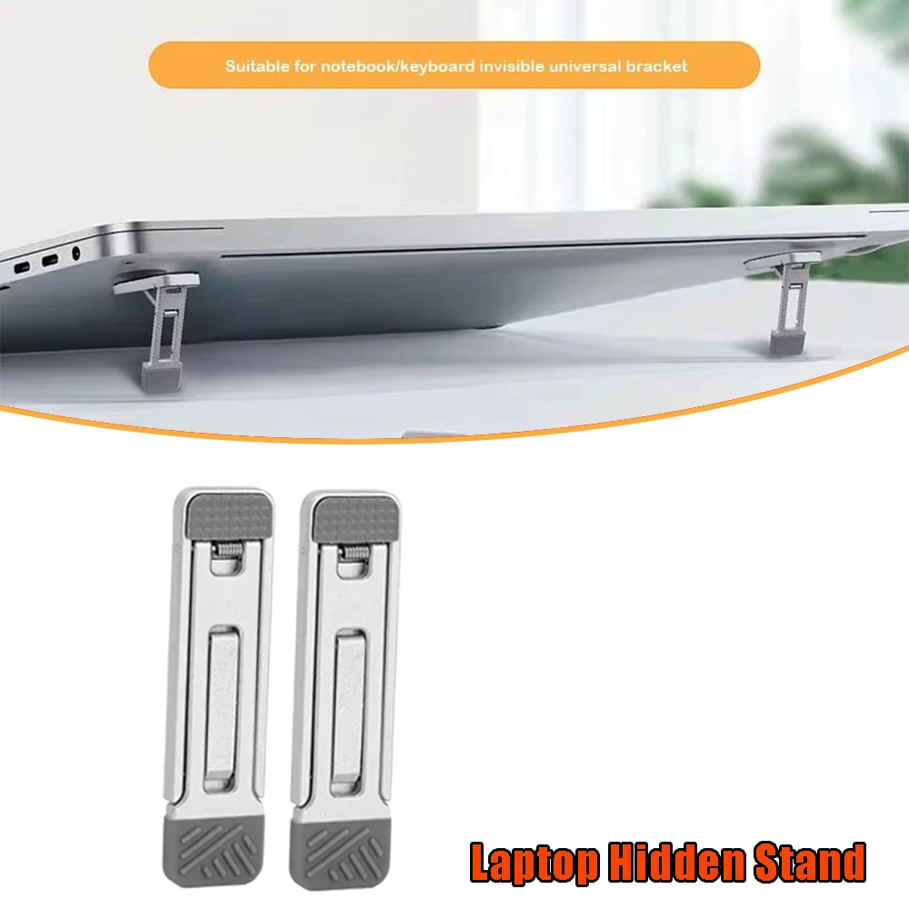 Mini Foldable Laptop Stand 2PCS Portable Computer Keyboard Riser with 2 Adjustable Angles Self Adhesive Invisible Notebook Stand