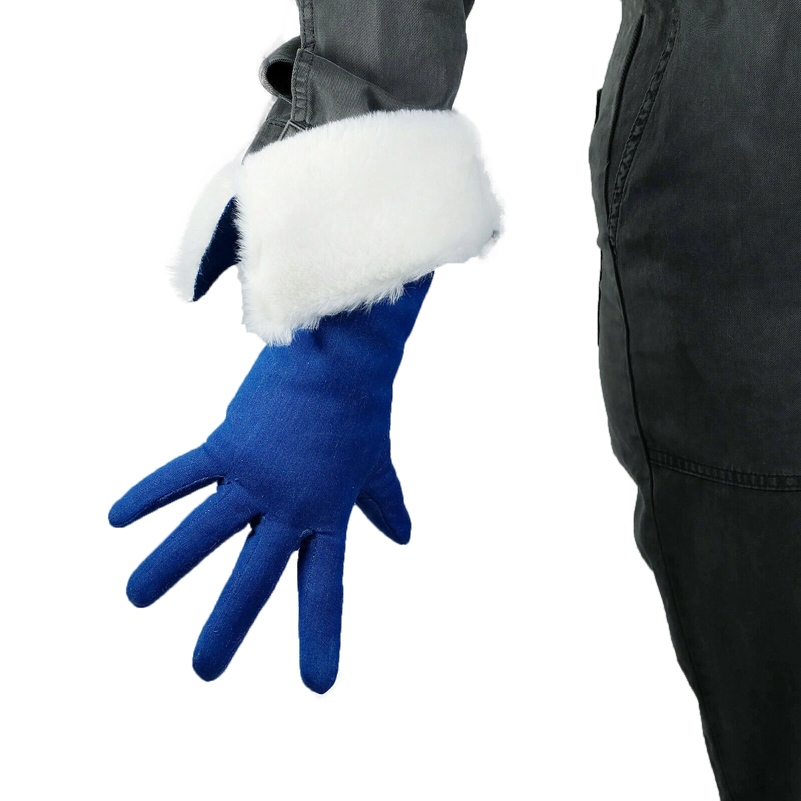 

DooWay Denim Blue Shearling Fur Winter GLOVES Ultra Warm Elbow Long Turn Back Cuff Cold Weather Outdoor Fashion Evening Glove