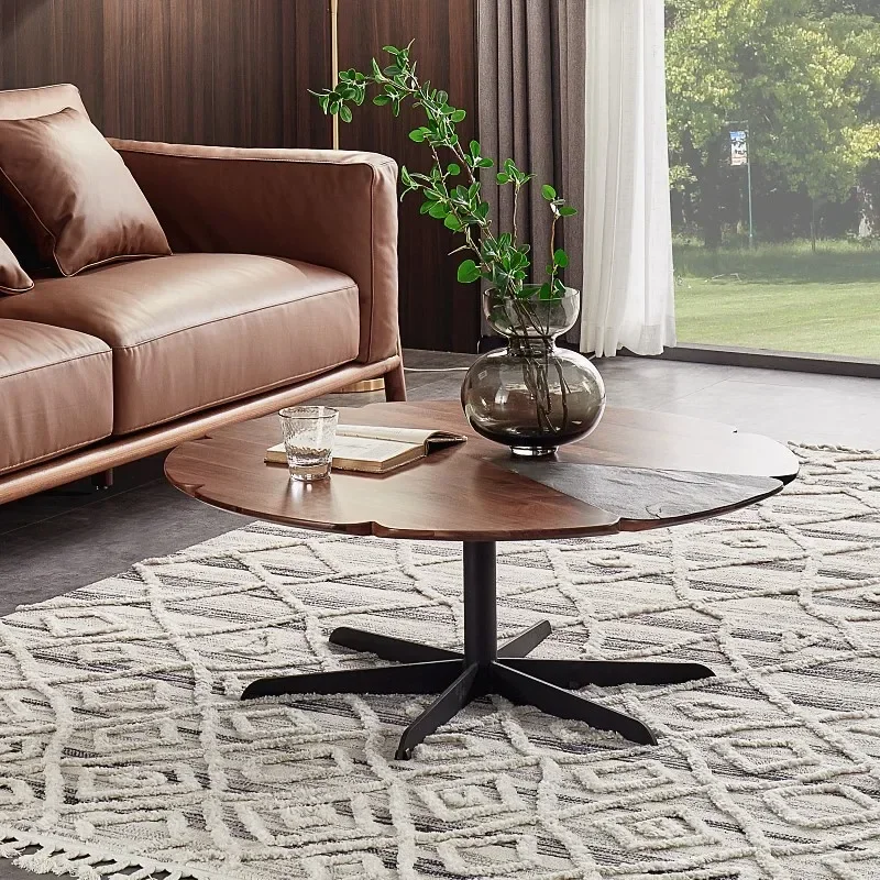 

Креативный журнальный столик из черного ореха, дизайнерская мебель, круглый чайный столик, комбинация высоких и низких частот