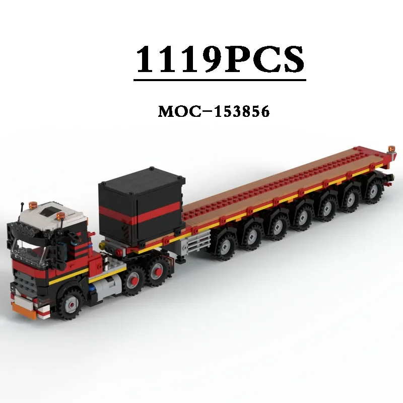 

Building Block MOC-153856 6x4 Half Tractor with 7 Axle Ballast Trailer 1119PCS Kids Birthday Gift Christmas Toy Decoration