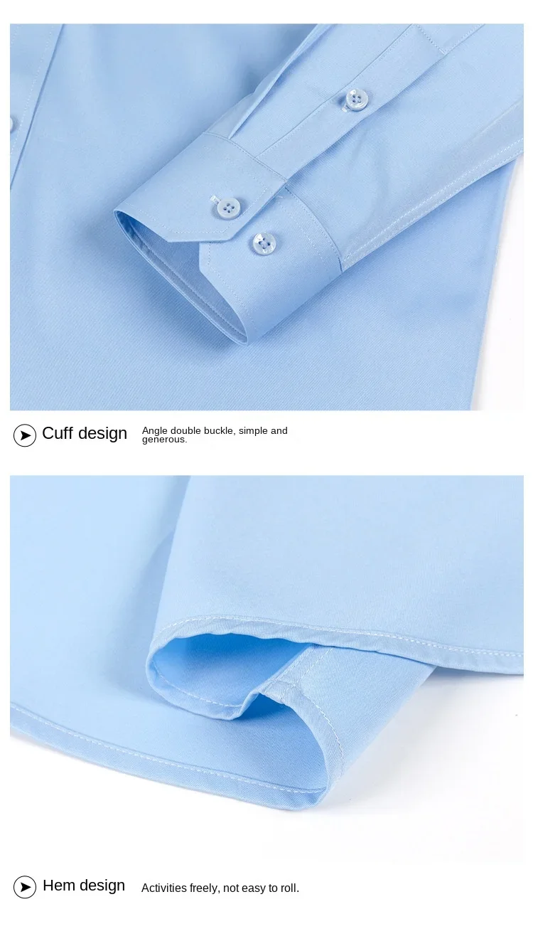 Weißes Hemd, langärmliges Business-Hemd für Herren, Sonnenschutz aus Eisseide, knitterfrei, bügelfrei, lässige Karriere – Detail 7