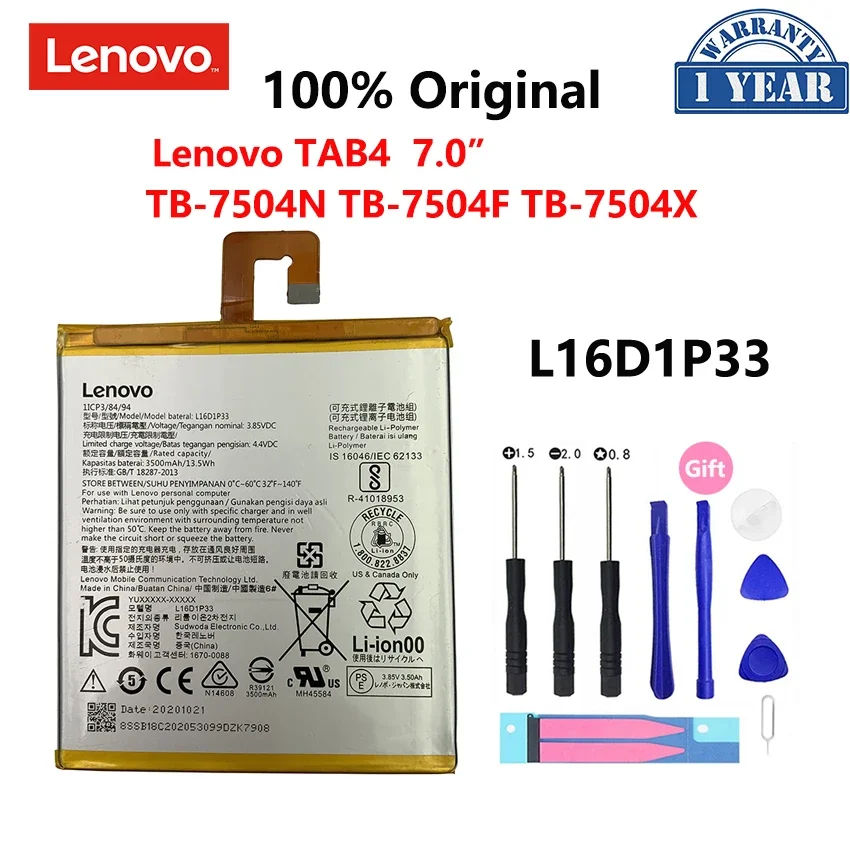 100% Original New High Quality L16D1P33 3500mAh Battery For Lenovo TAB4 7.0 Inch TB-7504N TB-7504F TB-7504X Batterij Bateria