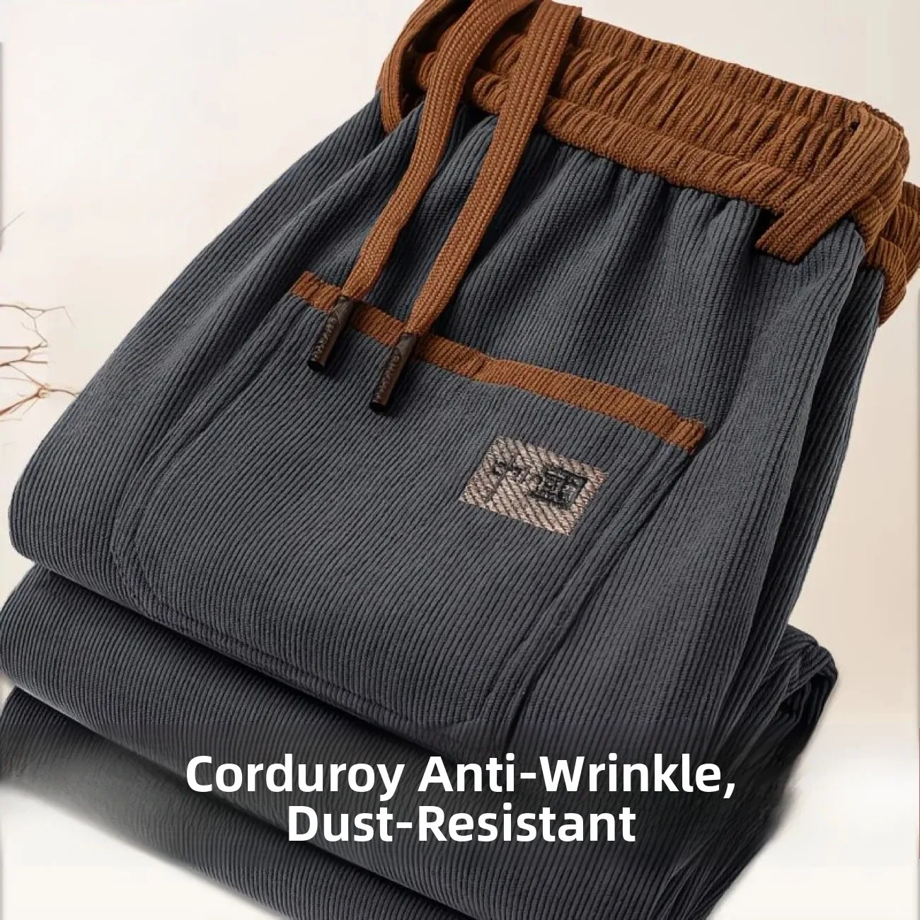 

Men's Loose Fit Thermal Winter Casual Pants mid Low Waist Long Trousers Youth Faion Straight Leg Thiened Fce