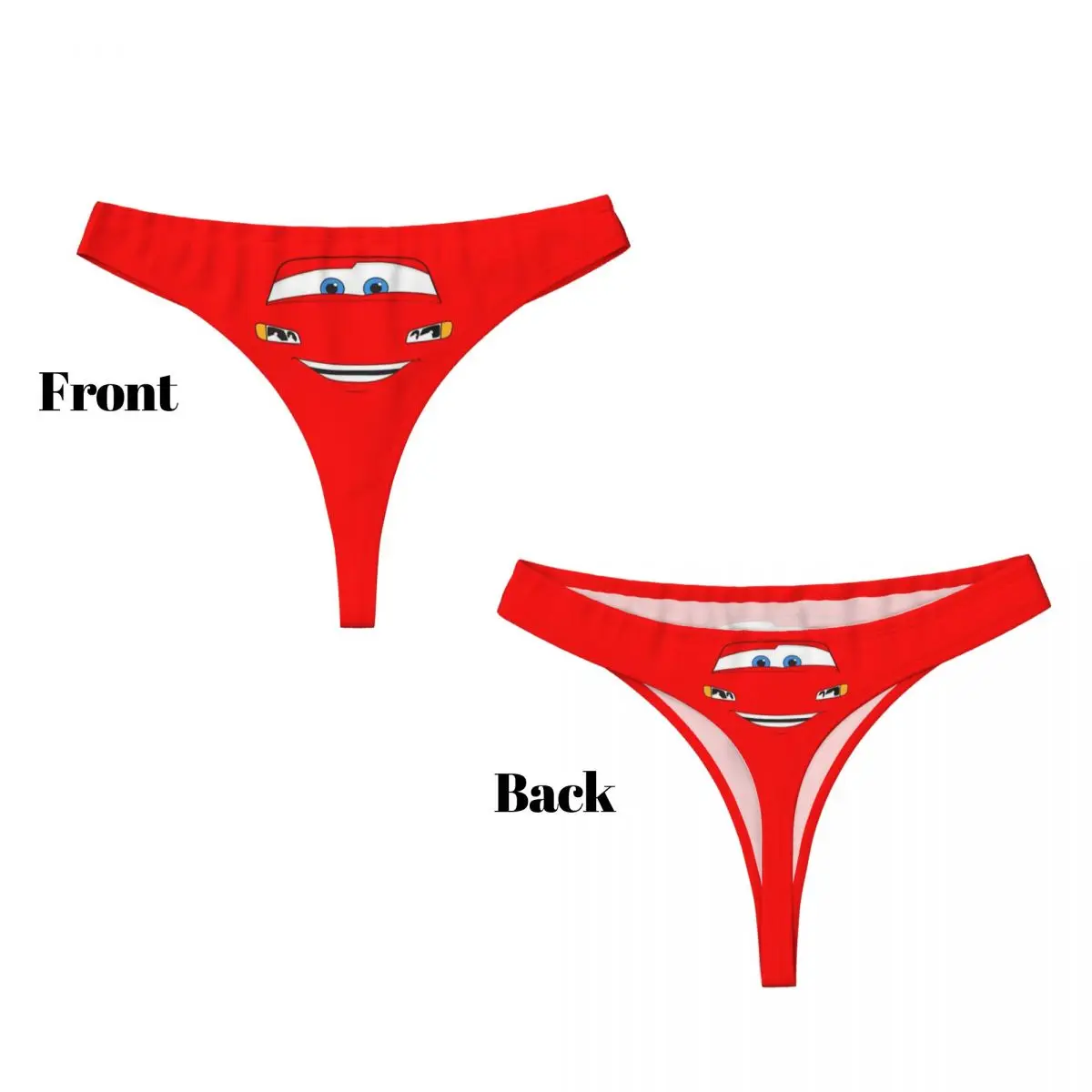 Custom Womens Happy Cars Lightning McQueen G-string Panties Female Comfort Cartoon Thongs Underwear