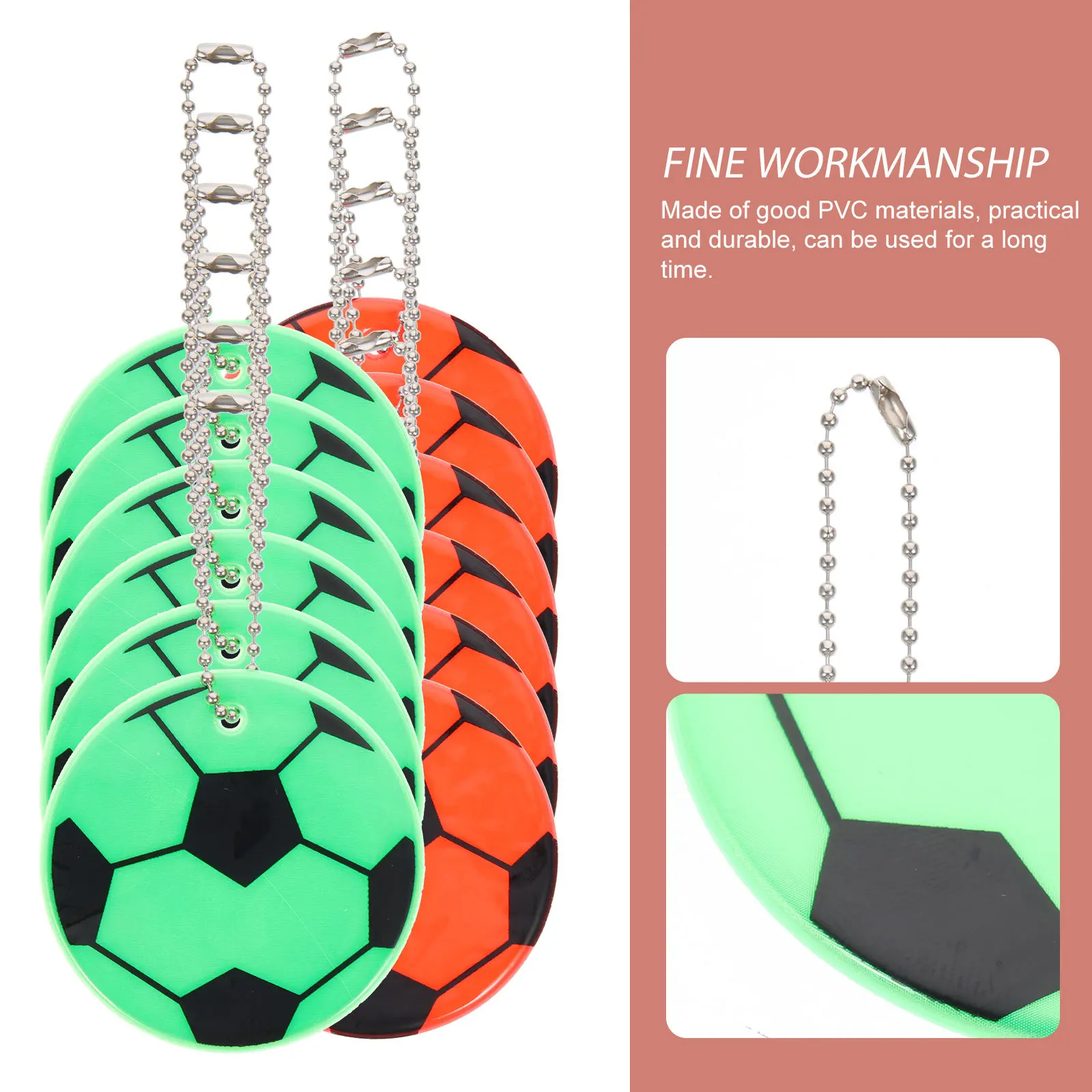 

12Pcs Soccer Hanging Ornament with Reflective Design for Bag Key Chain Pendant Decoration Football Party Favors Outdoor Safety