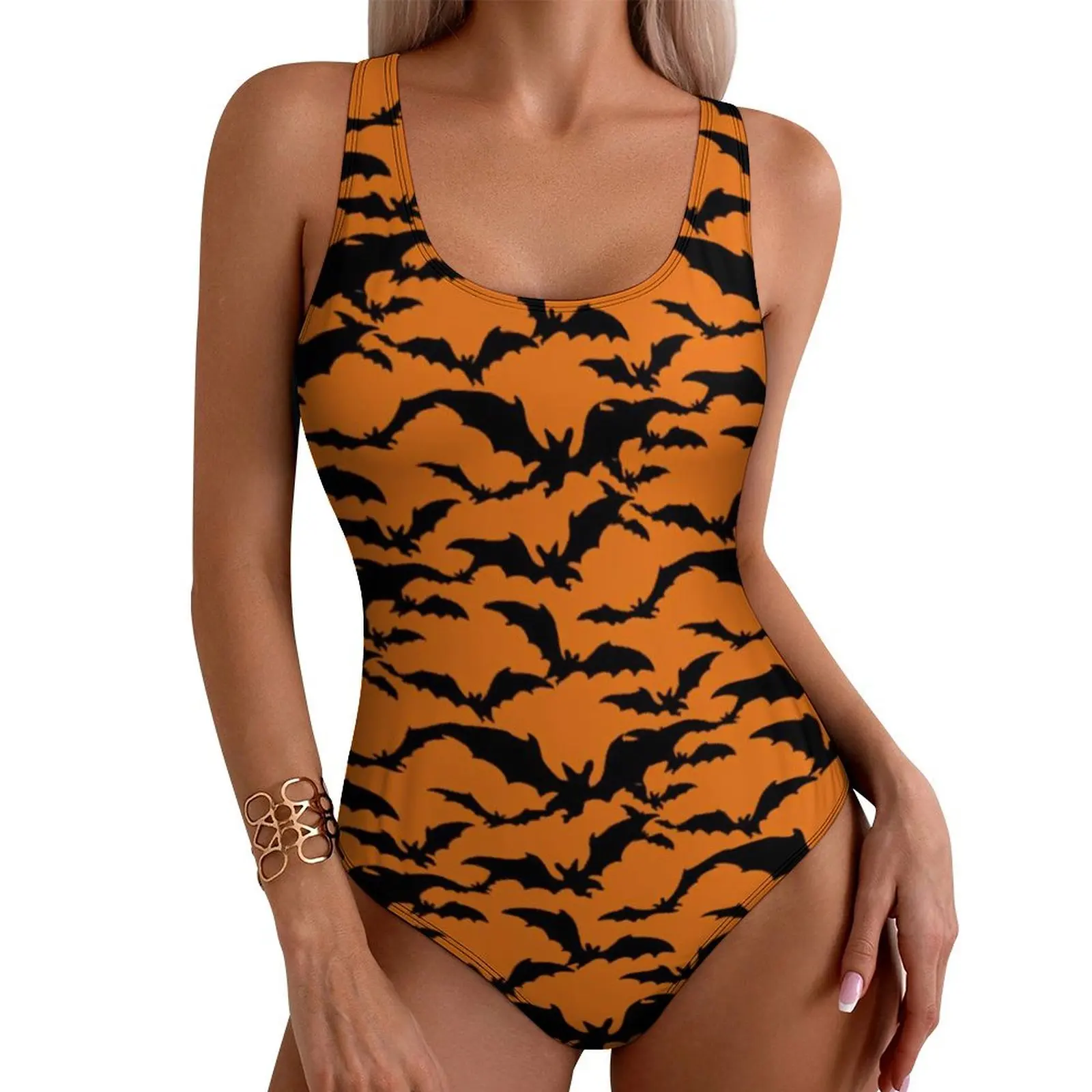 

Halloween Bats Swimsuit Sexy Animal Print Women Swimwear One-Piece Trendy Swimsuits Surfing Push Up Sleeveless Bathing Suit