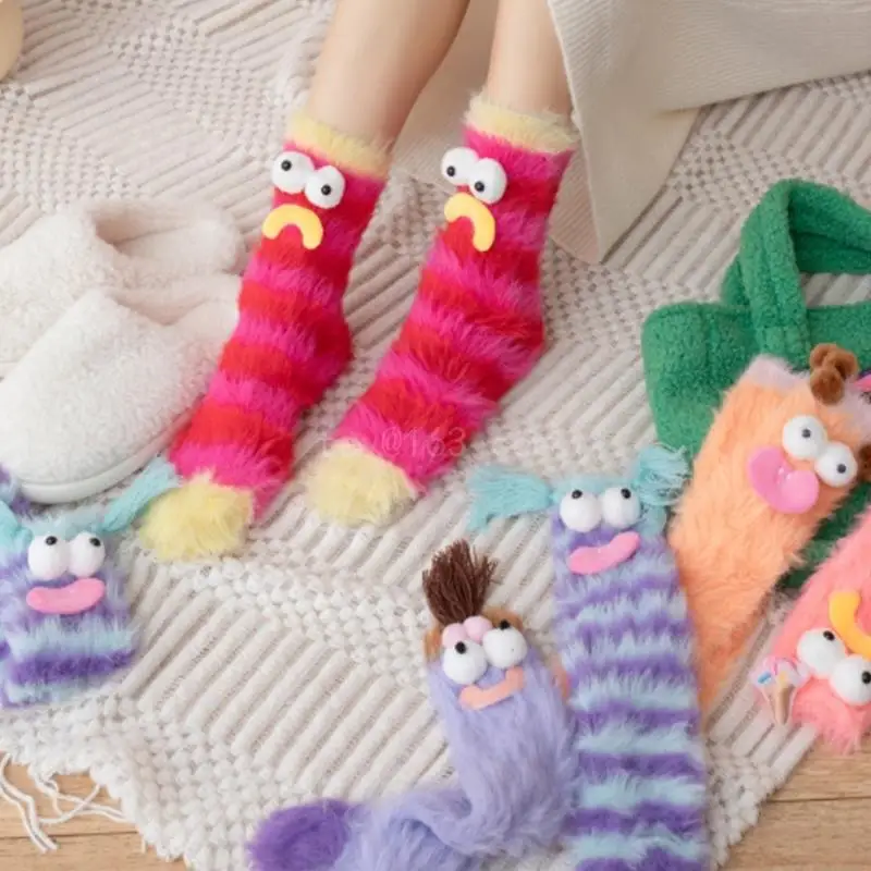 Women's Fuzzy Socks Cartoon Socks Soft Slipper Socks Cozy Warm Home Sleeping Winter Socks Warm Bootie Socks Gifts