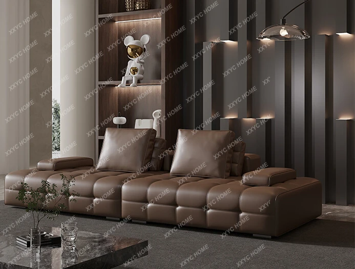 Sofa First Layer Cowhide Module Large Apartment Villa Living Room Italian Minimalist Leather Sofa