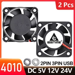 2PCS GDSTIME 40MM Cooler DC 5V 12V 24V 40x40x10mm Dual Ball Mini Cooling Fan 4010 Axial Fan 40MM for 3D Printer,DVR,NAS Cooling