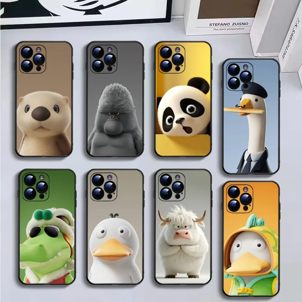 

Weird and cute animals Phone Case For iPhone16,15,14,13,12,11 Plus,Pro Max,XS,X,XR,SE,Mini,8,7,Soft Silicone Black Cover