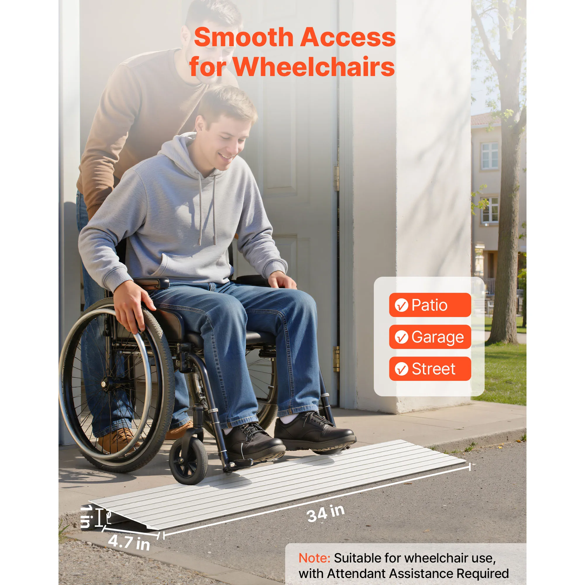 SucceBuy 1/2/3/4/5/6in Door Threshold Ramp 800 lbs Aluminum Alloy Handicap Wheelchair Ramp Rated for Home Steps Bicycle Tricycle