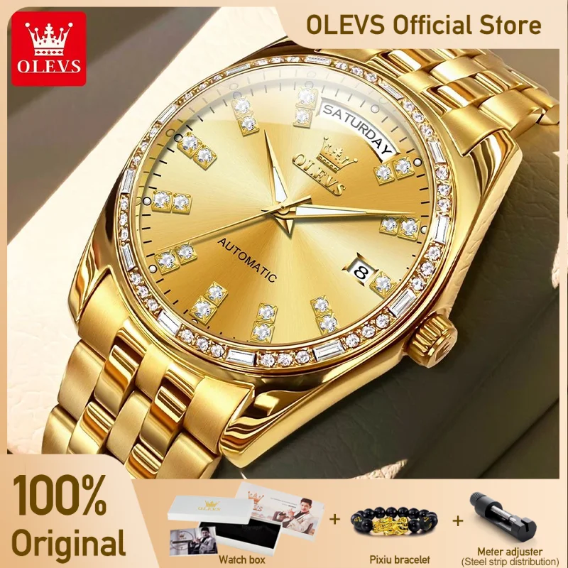 OLEVS 9802 Inlaid Quartz Watch for Men Luxury Brand Chronograph Waterproof Watch calendarMechanical Watch for Men  Wristwatch