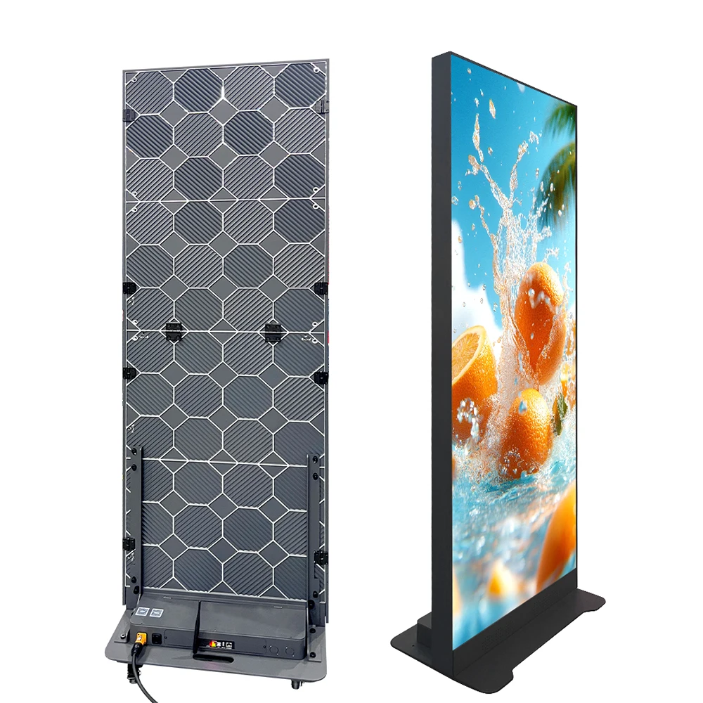 High Brightness P2.5 Foldable LED Poster Display With Magnetic Modules Novastar Control And Seamless Video Wall Splicing