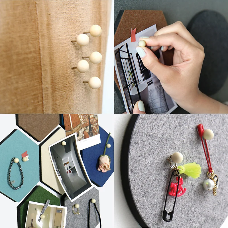 Various Wooden Thumbtack Creative Decorative Drawing Push Pins Wood Head Wood Push Pin Map Thumb Tacks With Plastic Box