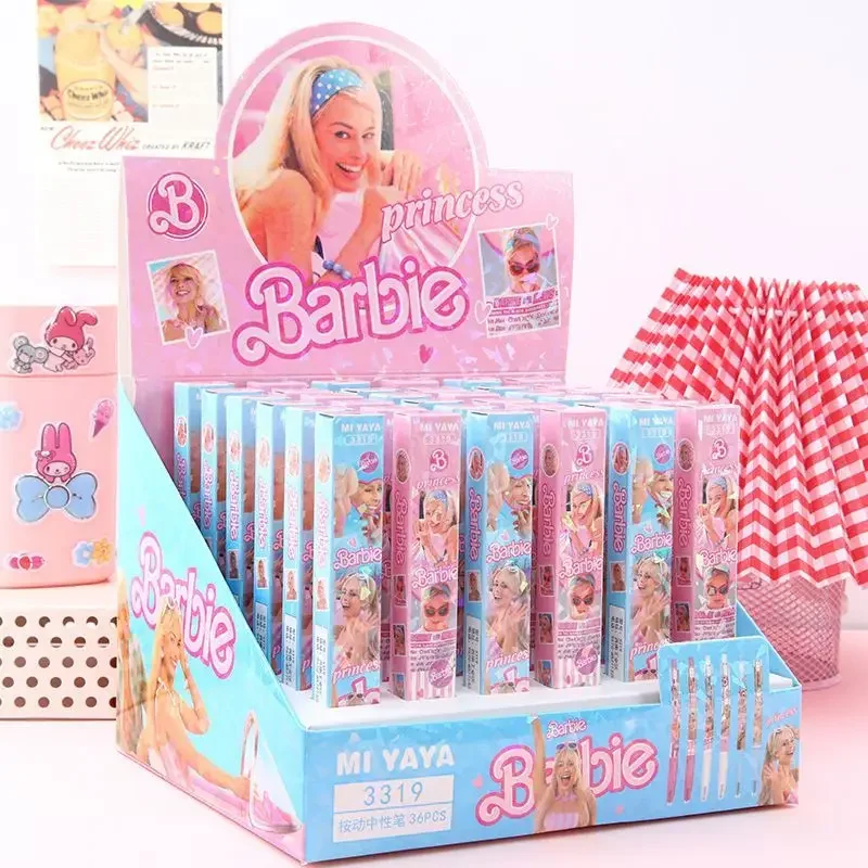 Barbie Blind Box Gel Pen Kawaii Pressing Random Student Stationery Trendy Movie Stylish Cute Office School Girls Kids Pen Gift