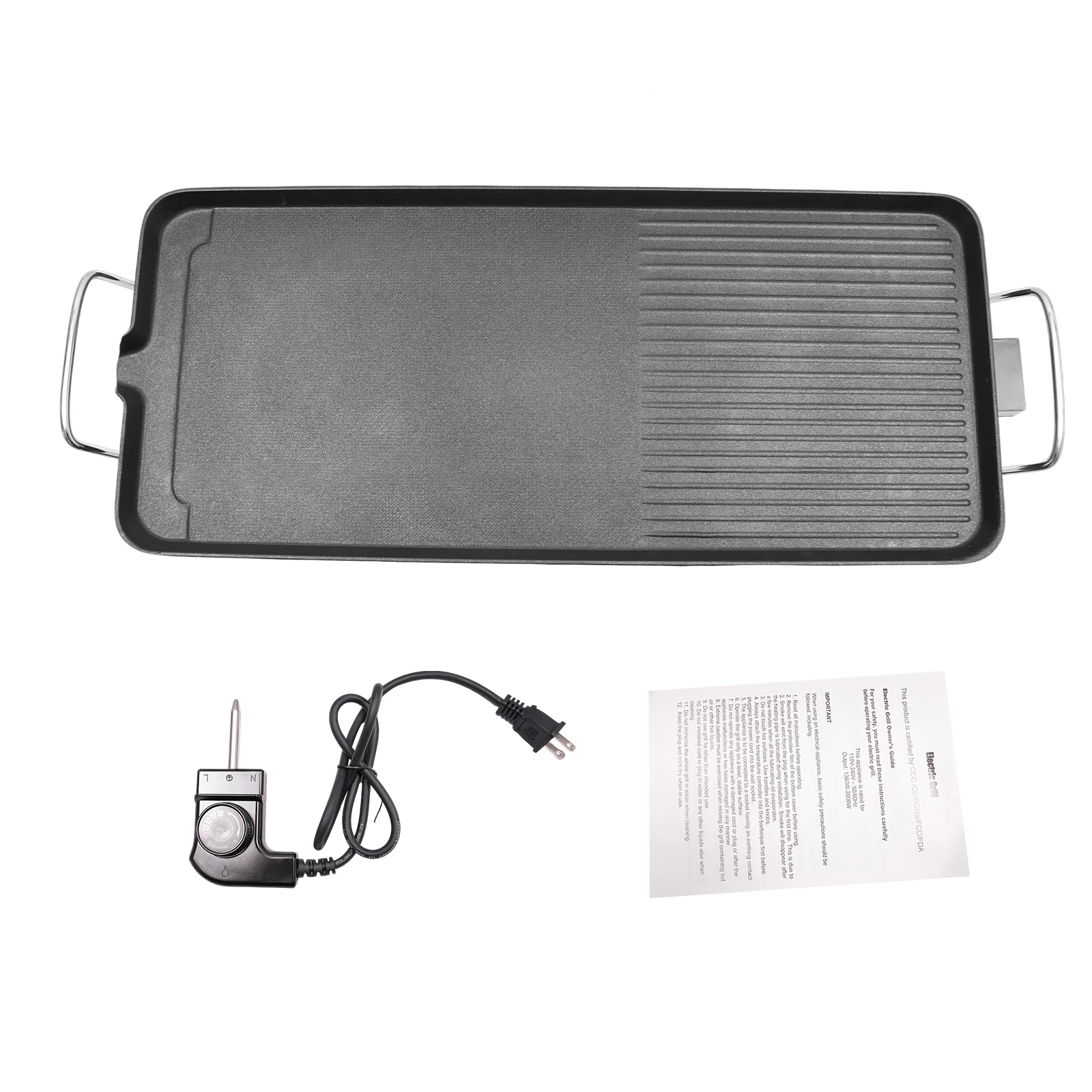 

27'' Electric Griddle 1500W Indoor Outdoor Teppanyaki Grill Nonstick Large Griddle Long Countertop with Adjustable Temperature