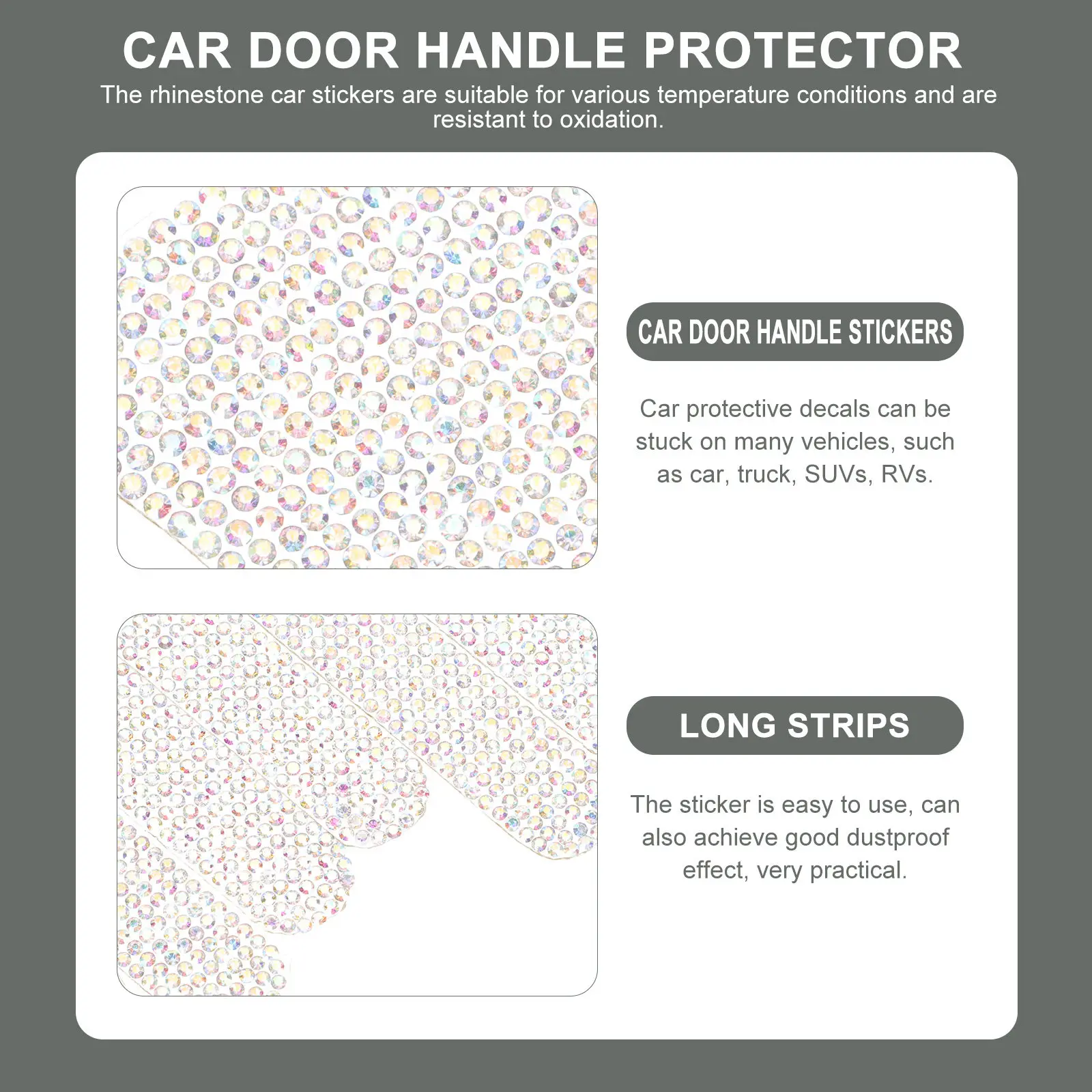 

Rhinestone Car Door H Protectors Scratch Resistant Stickers High Temperature Cold Proof Oxidation Hidden Defects Fashionable