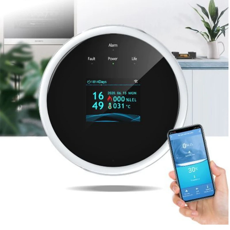 Wifi Gas Detector Tuya Smart Home Leakage Sensor LED Display Natural Gas Leak Detectors Alarm US Plug