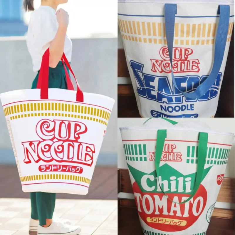 

New Japanese Magazine Appendix Bubble Noodle Handbag Creative Cup Face Large Capacity Storage Bag Clothes Sorting Drawstring Bag