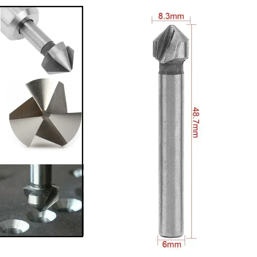 3 Flute Countersink Drill Bit 90 Degree Chamfering Cutters 6.3-20.5mm For Wood Metal Quick Change Drill Bit Tools