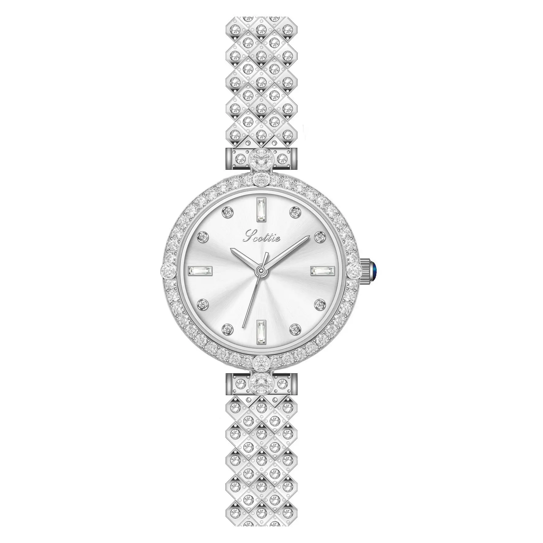 

Diamond-encrusted women's watch, simple quartz watch, round fashion watch