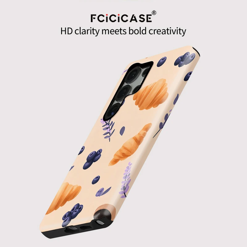 Fcicicase S25 Ultra Bread Pattern Phone Case For Samsung A56 A36 A26 A16 S24+ S23 Plus S20 FE Double-layer Acrylic PC Cover