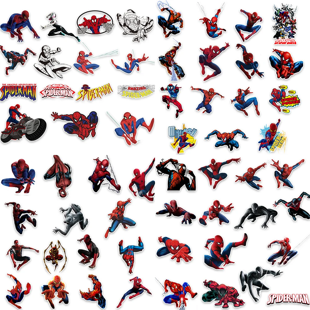 

60PCS/Set Film Spider Man Stickers Funny Cartoon PVC Decals DIY Luggage Phone Cup Guitar Luggage Decoration Stickers Toys Gift
