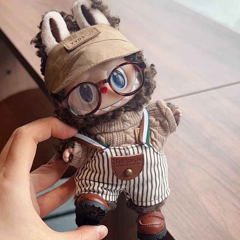 

Кукольная одежда для Labubu, одежда, стильные аксессуары для кукол, милая одежда, брюки с ремешком, шляпа рыбака, одежда