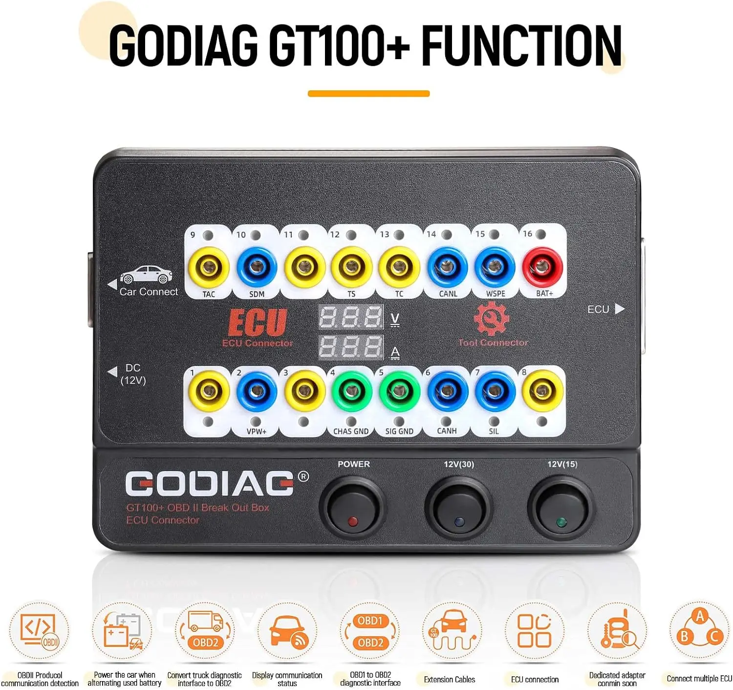 For GODIAG GT100+ OBDII Breakout Box, Advanced OBD and CAN Protocol Detector for ECU Bench Testing and Car Diagnostics