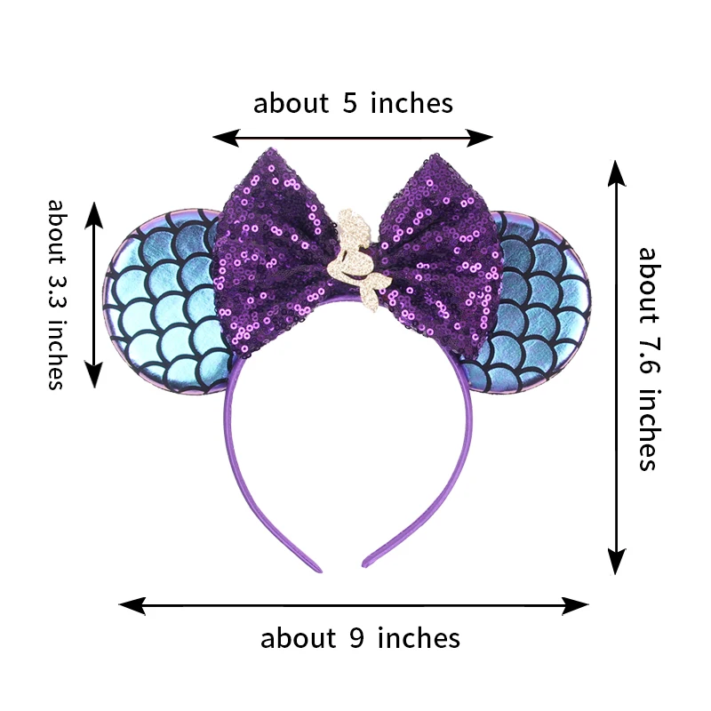 Mermaid Mickey Mouse Ears Headband Minnie Hair Bows Charactor For Women Festival Hairband Girls Hair Accessories Various Styles - view 3