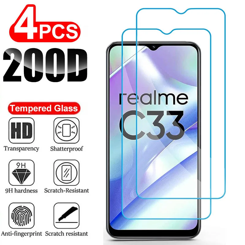 2/4 stuks 0,3 mm 9H schermbeschermer voor Realme C33 HD gehard glasfilm