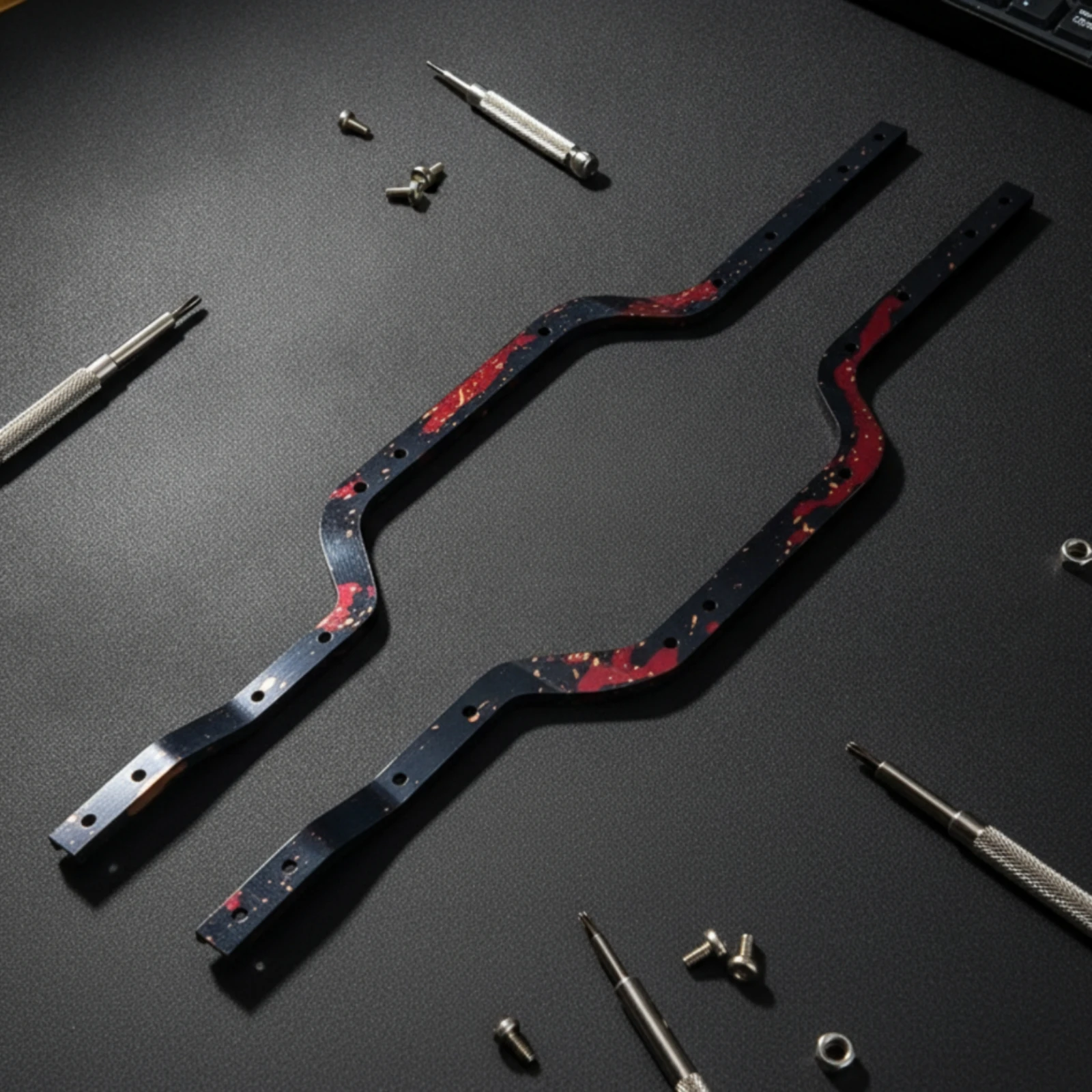 RC Car Chassis Side Rails Aluminum RC Chassis Rails with Mounting Holes Anodized Sandblasted