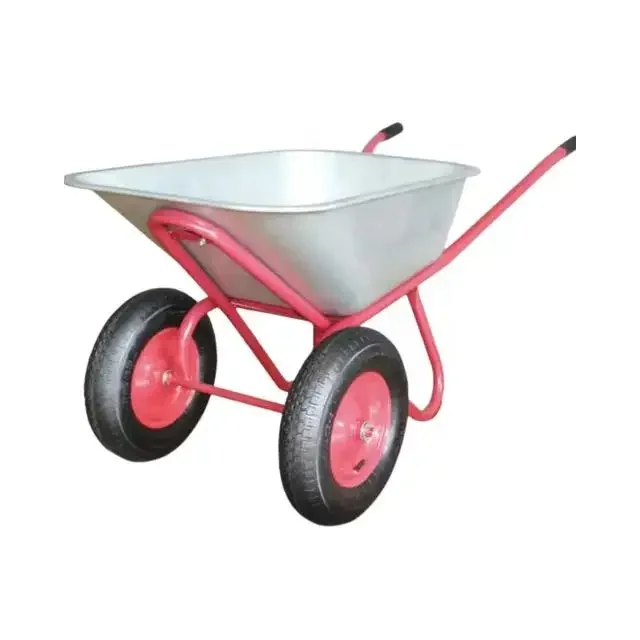 Double Wheel Industrial  Garden Yard Truck 2 Tire Wheel Barrow Tray Wheelbarrow